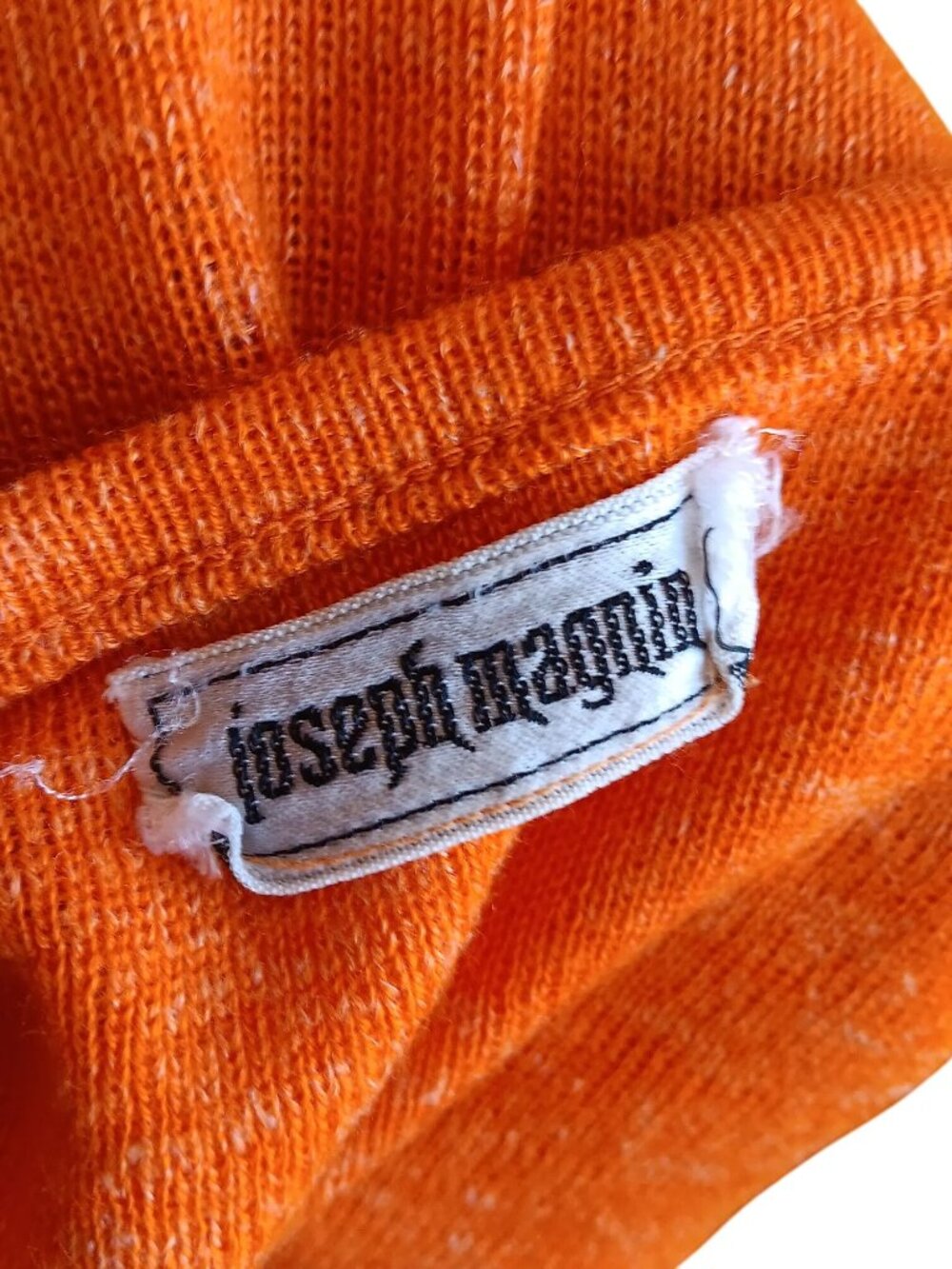 True Vintage Joseph Magnin Top Small 1970's Orange Sleeveless Knit V-Neck